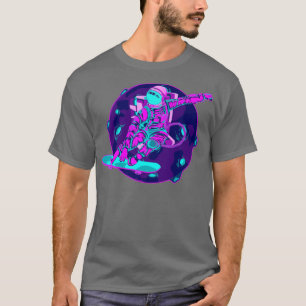 T-shirt Synthwave Moon Space 80s Vaporwave Skateboarding A