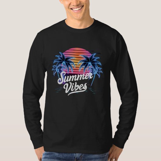 T-shirt Synthwave - Neon Palm Tree (Devant)