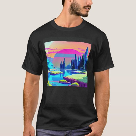 T-shirt Synthwave outrun retrowave futuresynth science-fic (Devant)