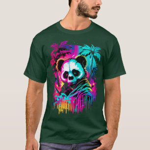 T-shirt Synthwave Panda Rare Panda Graphisme Cyberpunk Art
