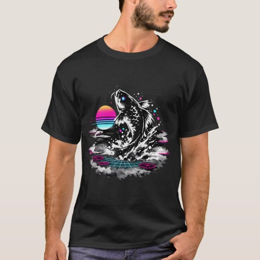 T-shirt Synthwave Sumi-e Koi Saut (Devant)