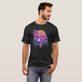 T-shirt Synthwave Sunset Sakura Flower 90s Vaporwave Cherr (Devant entier)