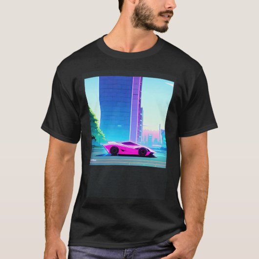 T-shirt Synthwave voiture outrun rétrowave futuresynth sci (Devant)