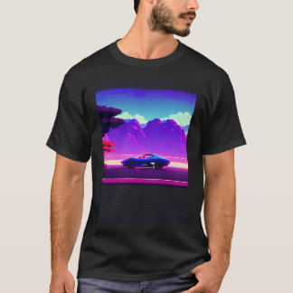 T-shirt Synthwave voiture outrun rétrowave futuresynth sci