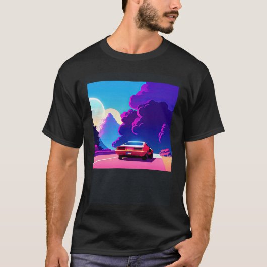 T-shirt Synthwave voiture outrun rétrowave futuresynth sci (Devant)