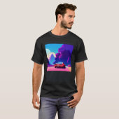 T-shirt Synthwave voiture outrun rétrowave futuresynth sci (Devant entier)