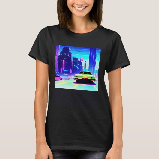 T-shirt Synthwave voiture outrun rétrowave futuresynth sci (Devant)