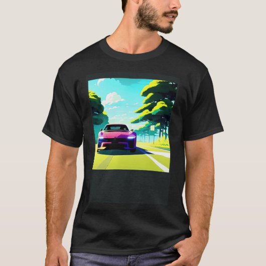 T-shirt Synthwave voiture outrun rétrowave futuresynth sci (Devant)