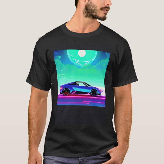T-shirt Synthwave voiture outrun rétrowave futuresynth sci (Devant)