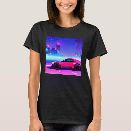 T-shirt Synthwave voiture outrun rétrowave futuresynth sci (Devant)