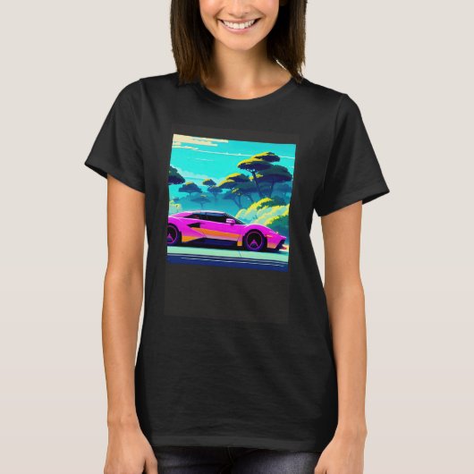 T-shirt Synthwave voiture outrun rétrowave futuresynth sci (Devant)