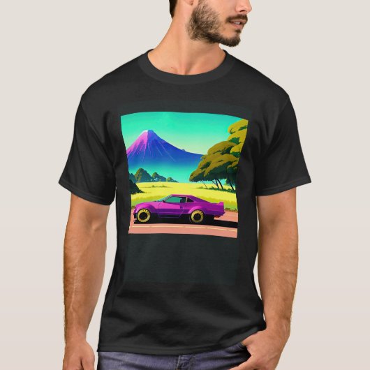 T-shirt Synthwave voiture outrun rétrowave futuresynth sci (Devant)