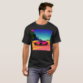 T-shirt Synthwave voiture outrun rétrowave futuresynth sci (Devant entier)