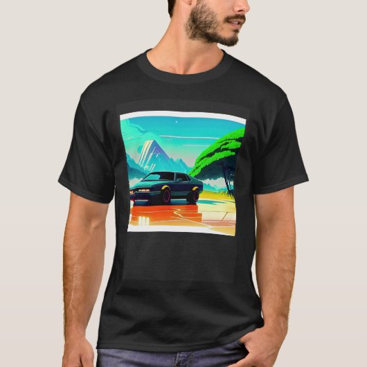T-shirt Synthwave voiture outrun rétrowave futuresynth sci (Devant)