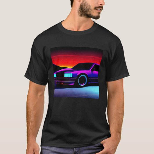 T-shirt Synthwave voiture outrun rétrowave futuresynth sci (Devant)