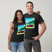 T-shirt Synthwave voiture outrun rétrowave futuresynth sci (Unisexe)