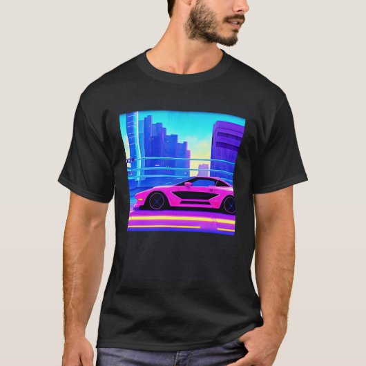 T-shirt Synthwave voiture outrun rétrowave futuresynth sci (Devant)