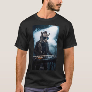 T-Shirt Synthwave Zèbre Claviériste