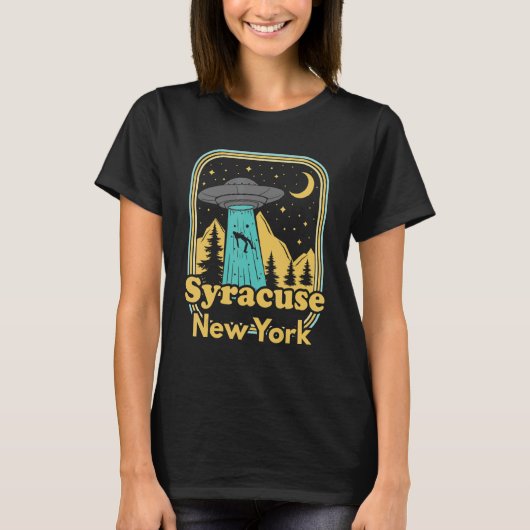 T-shirt Syracuse New York Ufo Alien Hunter 80s Retro State (Devant)