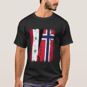 T-shirt Syrie Norvège Demi-drapeau Ancêtre Syrien Norvégie