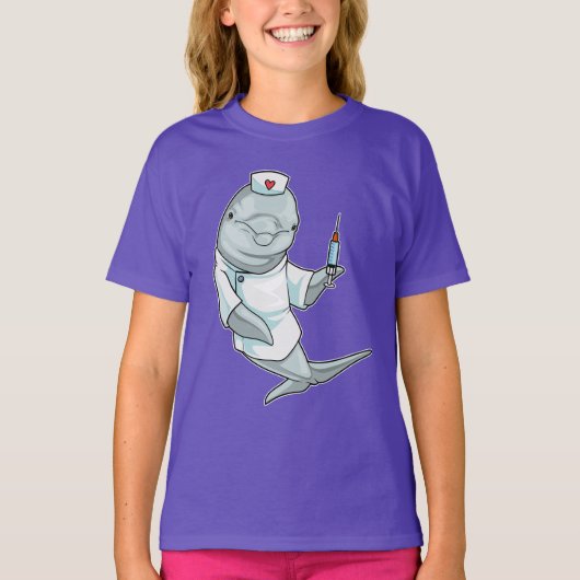 T-shirt Syringue d'infirmière dauphin (Devant)