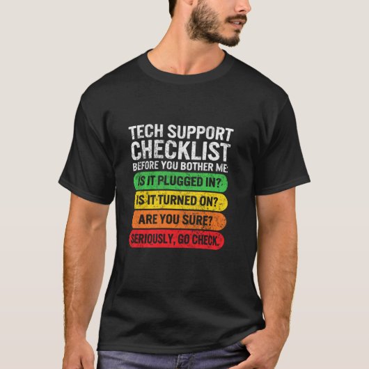 T-shirt Sysadmin Tech Support Checklist Programmer Geek De (Devant)