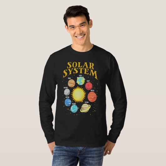 T-shirt Système Solaire Avec Planètes Science Planète 1 (Devant entier)