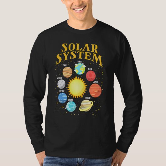 T-shirt Système Solaire Avec Planètes Science Planète 1 (Devant)
