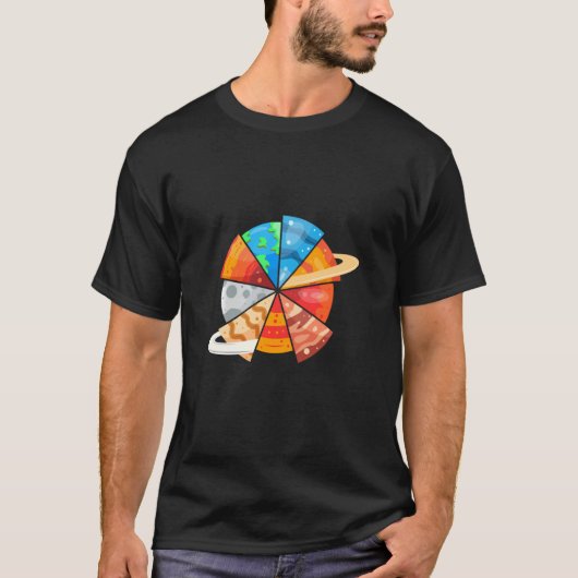 T-shirt Système Solaire Planent As Pizza Pièce Humour Plai (Devant)