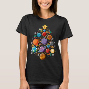 T-shirt Système solaire Planètes Arbre de Noël Astronomie
