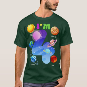 T-shirt Système solaire Planètes mignonnes 4 Ans 4e Annive