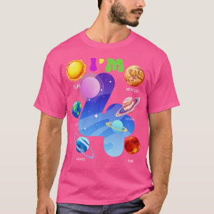 T-shirt Système solaire Planètes mignonnes 4 Ans 4e Annive
