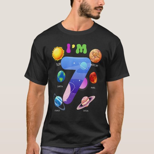 T-shirt Système Solaire Planètes mignonnes 7 Ans 7e Annive (Devant)