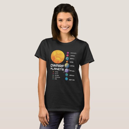 T-shirt Système solaire Planètes naines Astronaut spatial (Devant entier)