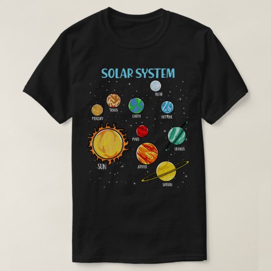 T-shirt Système solaire Planètes Science Space Boys Girls  (Design devant)