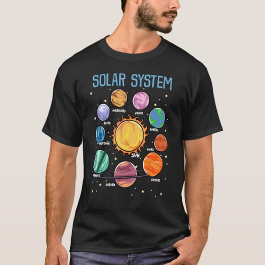 T-shirt Système Solaire Planètes Science Space Boys Girls (Devant)