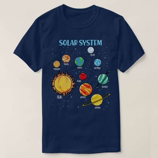 T-shirt Système solaire Planètes Science Space Boys Girls  (Design devant)