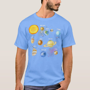 T-shirt Système solaire Planètes spatiales réalistes