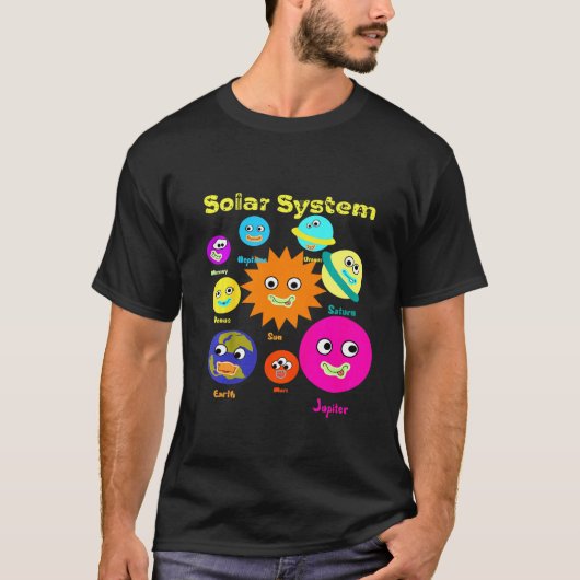 T-shirt Système solaire spatial pour enfants (Devant)