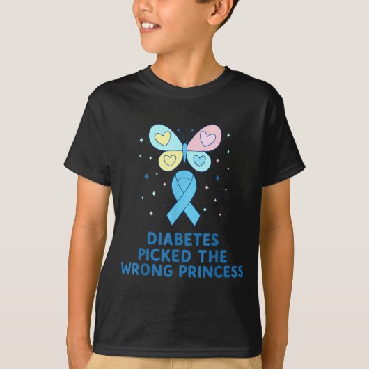 T-shirt T1d Diabetes Warrior Butterfly Princess Diabetes A (Devant)