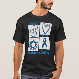 T-shirt T1d Mois de sensibilisation au diabète Paix Amour