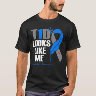 T-shirt T1D Semble Me Soutenir diabète Guerrier Feather