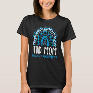 T-shirt T1D Type 1 Diabète Maman Arc-en-ciel Leopard Plaid