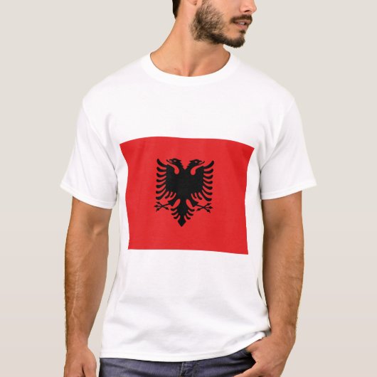 T-shirt T Chemise avec drapeau d'Albanie (Devant)