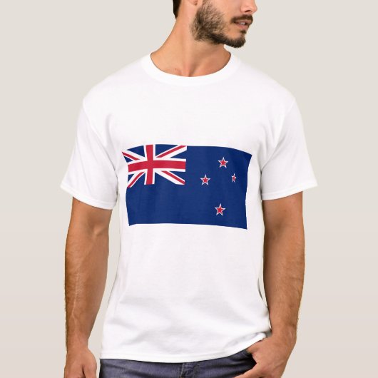 T-shirt T Chemise avec Drapeau de Nouvelle-Zélande (Devant)