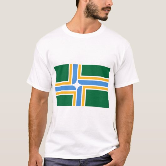 T-shirt T Chemise avec Drapeau de Portland, Oregon (Devant)