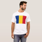 T-shirt T Chemise avec drapeau de Roumanie (Devant entier)