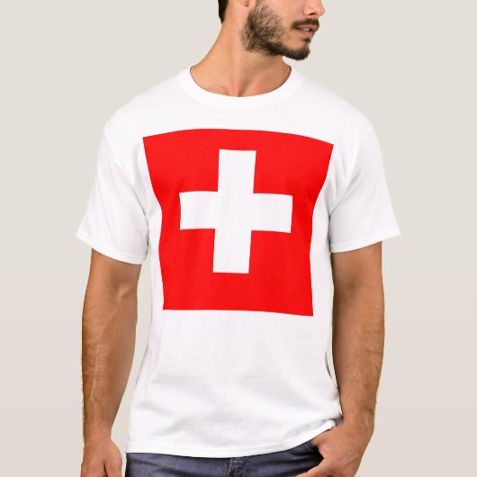 T-shirt T Chemise avec Drapeau de Suisse (Devant)