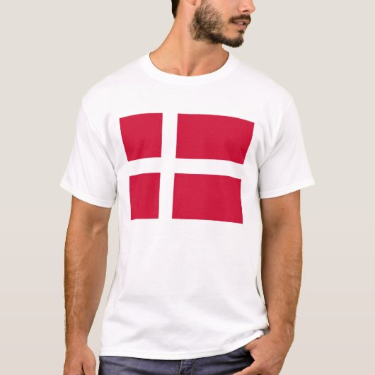 T-shirt T Chemise avec drapeau du Danemark (Devant)