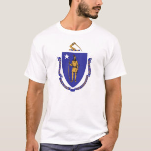 T-shirt T Chemise avec Drapeau du Massachusetts Etat USA